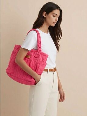Vibrant Coral Designer Quilted Tote Bag-Marc by Marc Jacobs